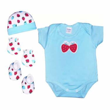 Comfortable Cotton Baby Romper with Button Closure Featuring Infant Bodysuit Cap Mittens and Booties Manufacturers, Suppliers, Exporters, Importers in Faisalabad