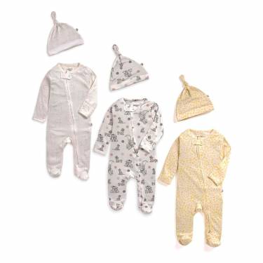 Cotton Multicolor Newborn Baby Sleepsuit Set with Zipper Closure and Pajama Set Manufacturers, Suppliers, Exporters, Importers in Faisalabad